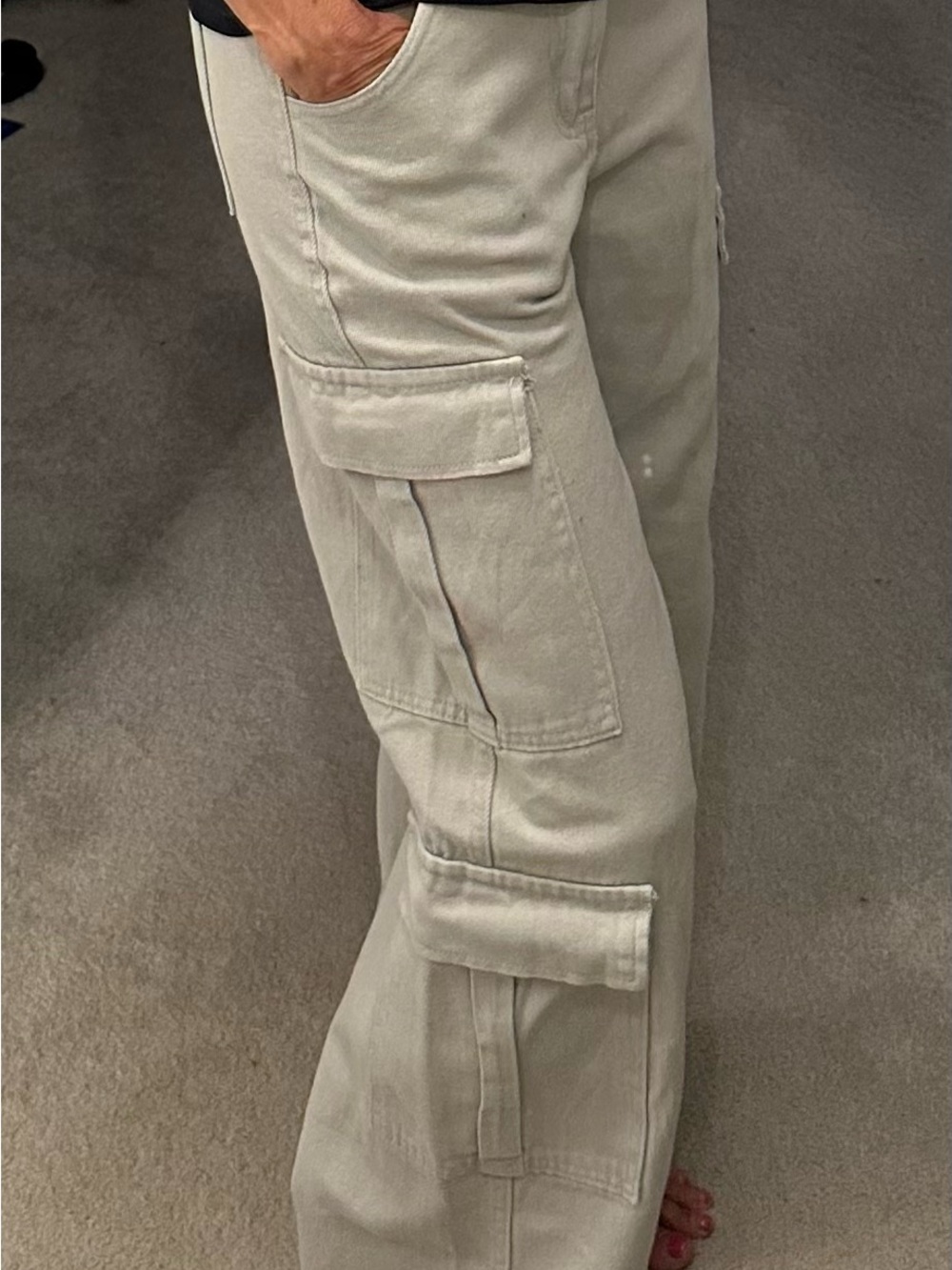 Women’s Cotton Twill High-Rise Wide-Leg Cargo Trousers